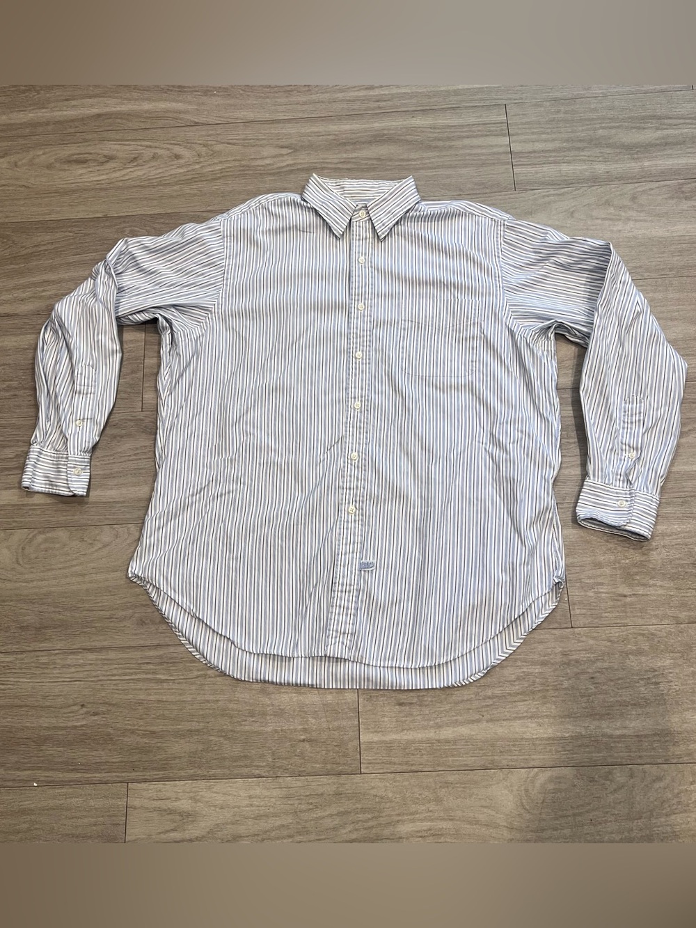 Polo Ralph Lauren Lowell 17-35 XL Blue White Striped Cotton Shirt Preppy